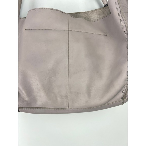 The Sak Floral Embossed Leather Hobo Shoulder Bag Grey Whipstitch Tassel Boho - Picture 8 of 13